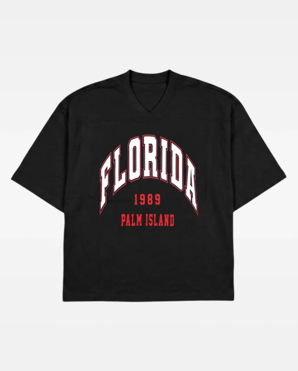 Polo Boxy 4M Florida Palm Island - Negro